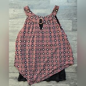 AB Studio Black and Red Patterned Top